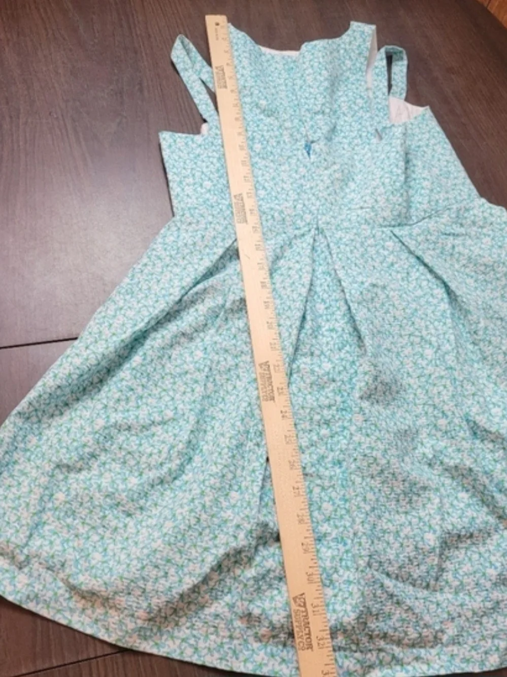 Girls' Handmade Light Green Floral Dress 14/16